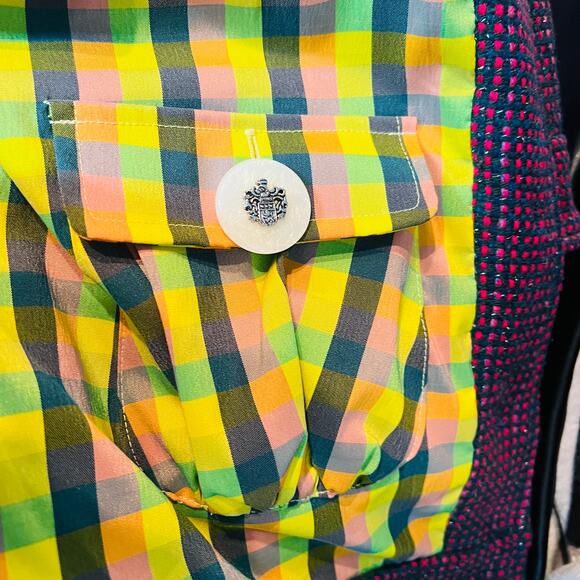 Nuvula Checker Peter Pan Jacket Coat Button Front 3/4 Bell Sleeve Bird Plaid - S - Picture 9 of 9